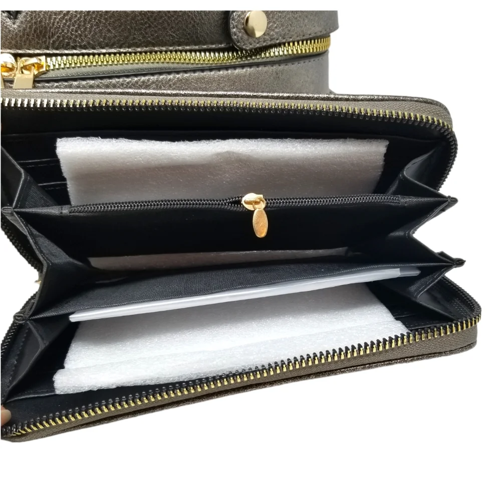 Metallic Pewter Bear Backpack and wallet set